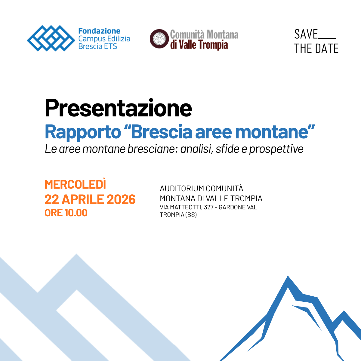 Immagine: Le aree montane bresciane analisi, sfide e prospettive - SAVETHEDATE
